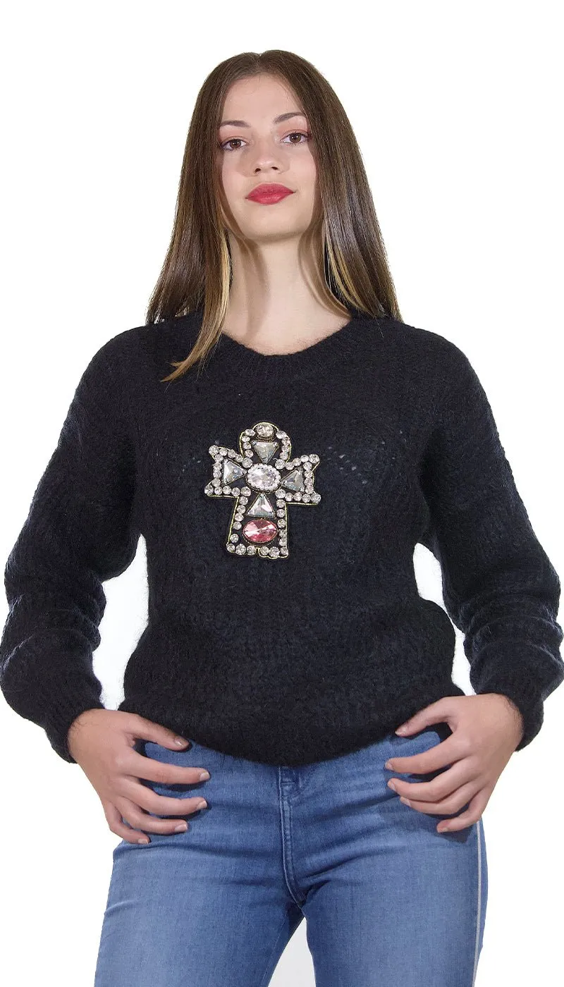 ODI ET AMO Maglia in mohair con patch. A143U1