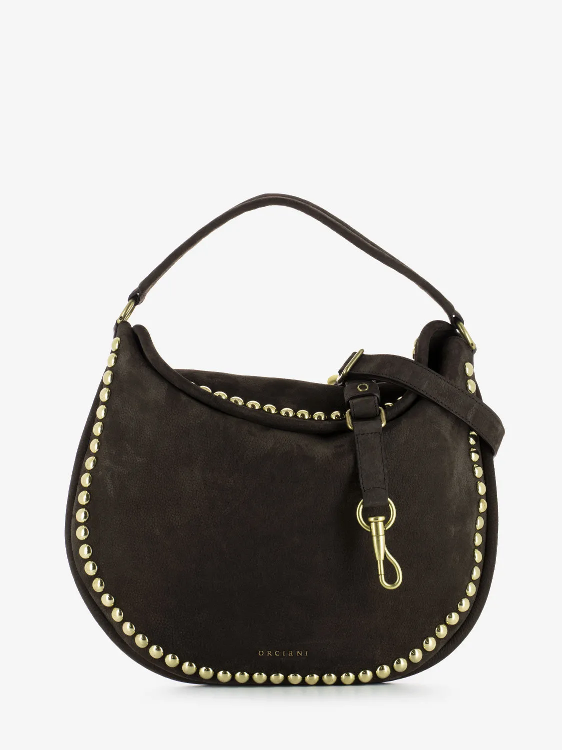 Borsa a spalla con borchie Nabucco testa di moro