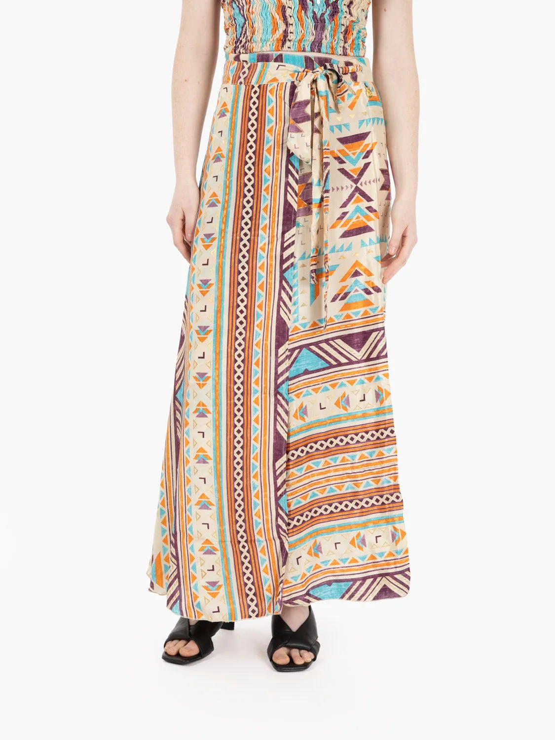 Gonna a portafoglio arancio / marrone