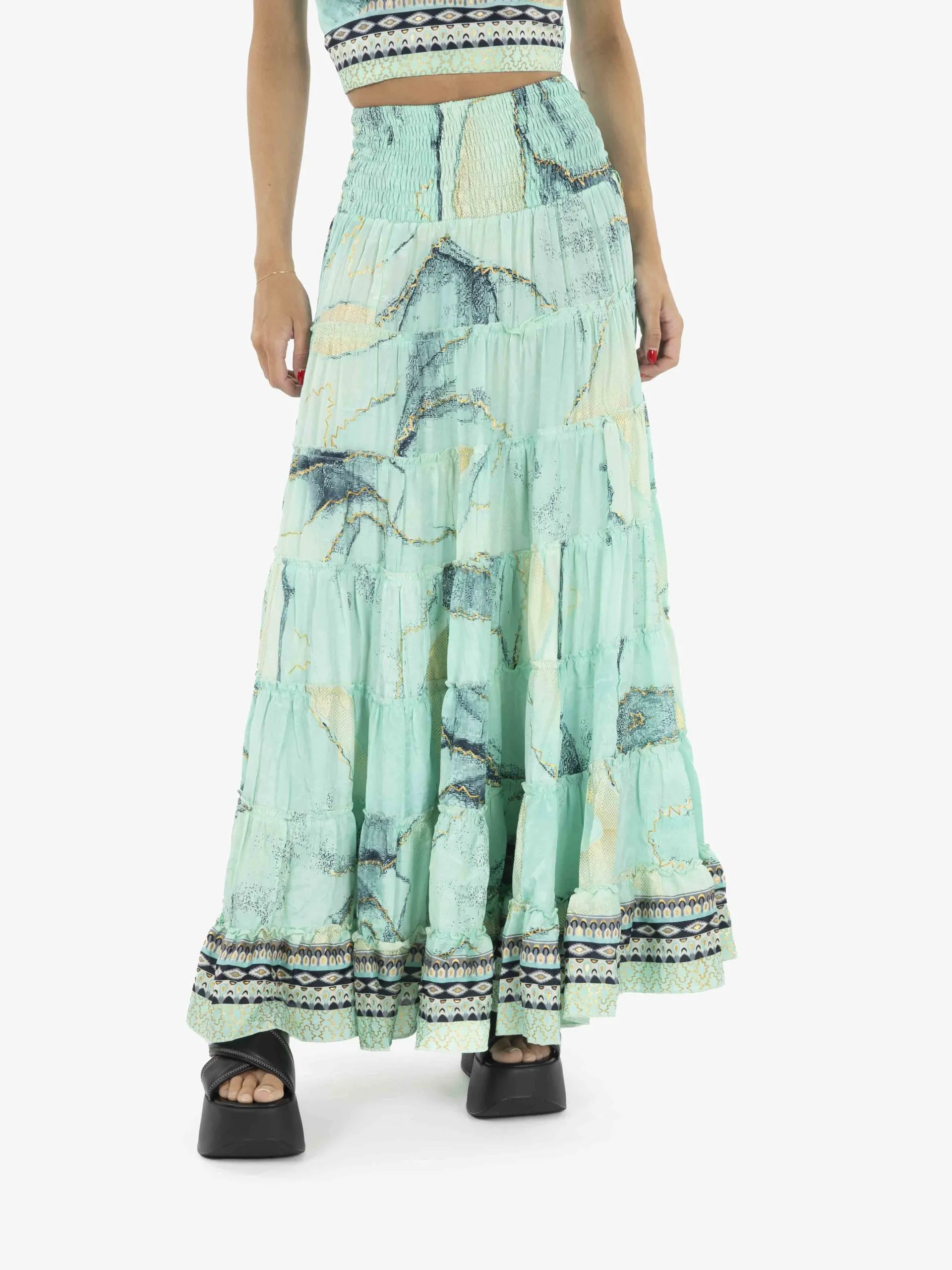 Gonna lunga a balze verde