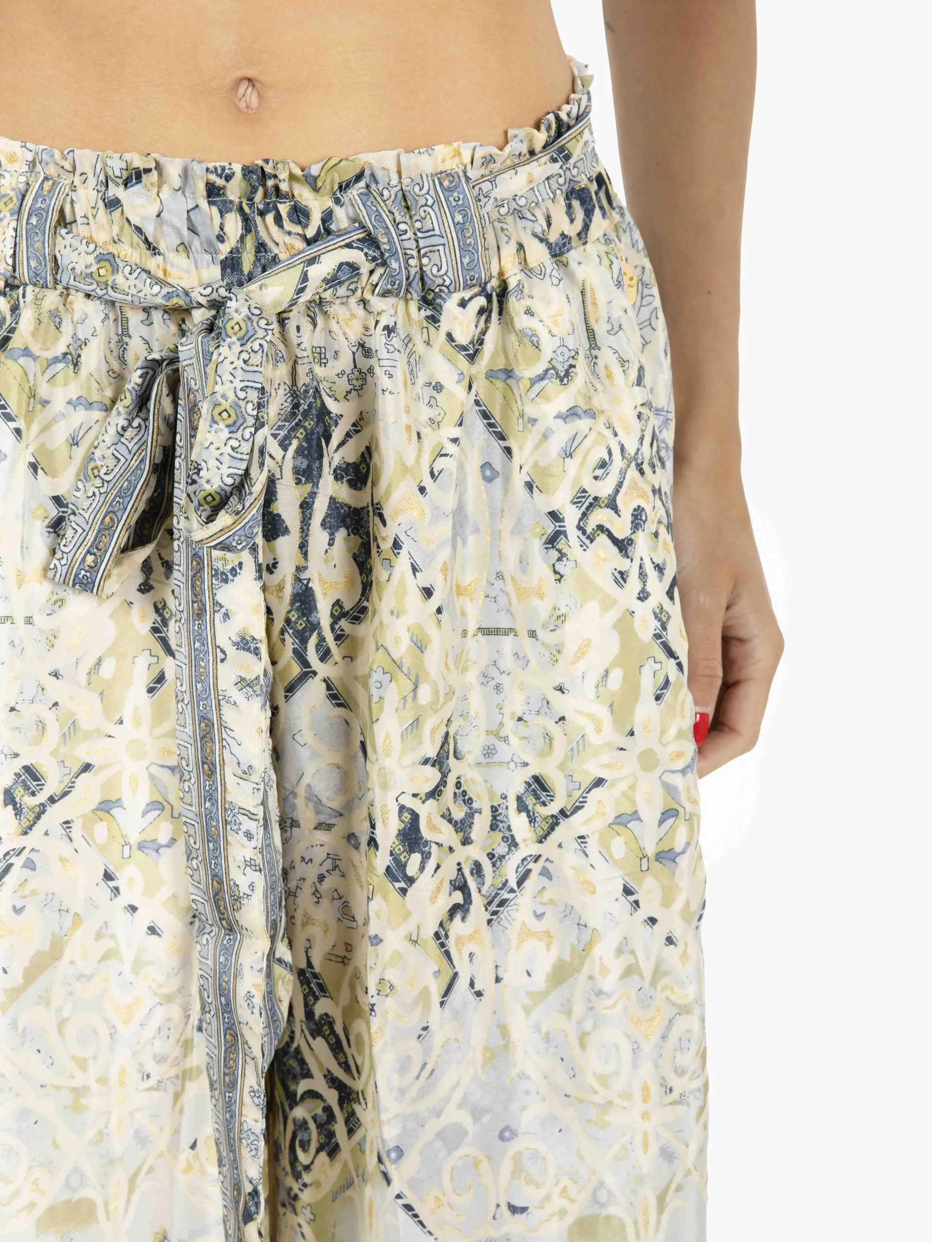 Pantaloni palazzo con fusciacca oro / azzurro