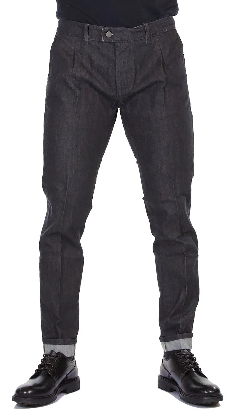 Paolo Pecora Jeans uomo grigio tasche america con pinces e piega inglese