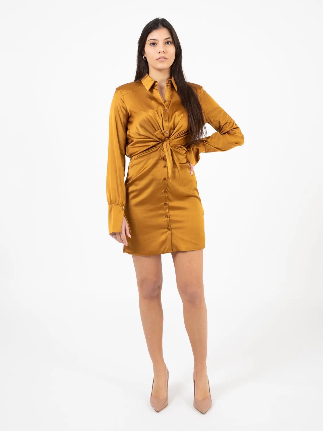 Abito corto chemisier spicy brown