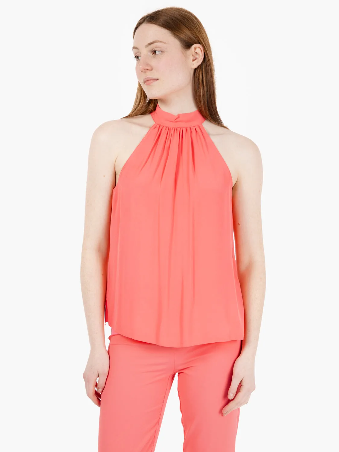 Canotta collo halter salmone