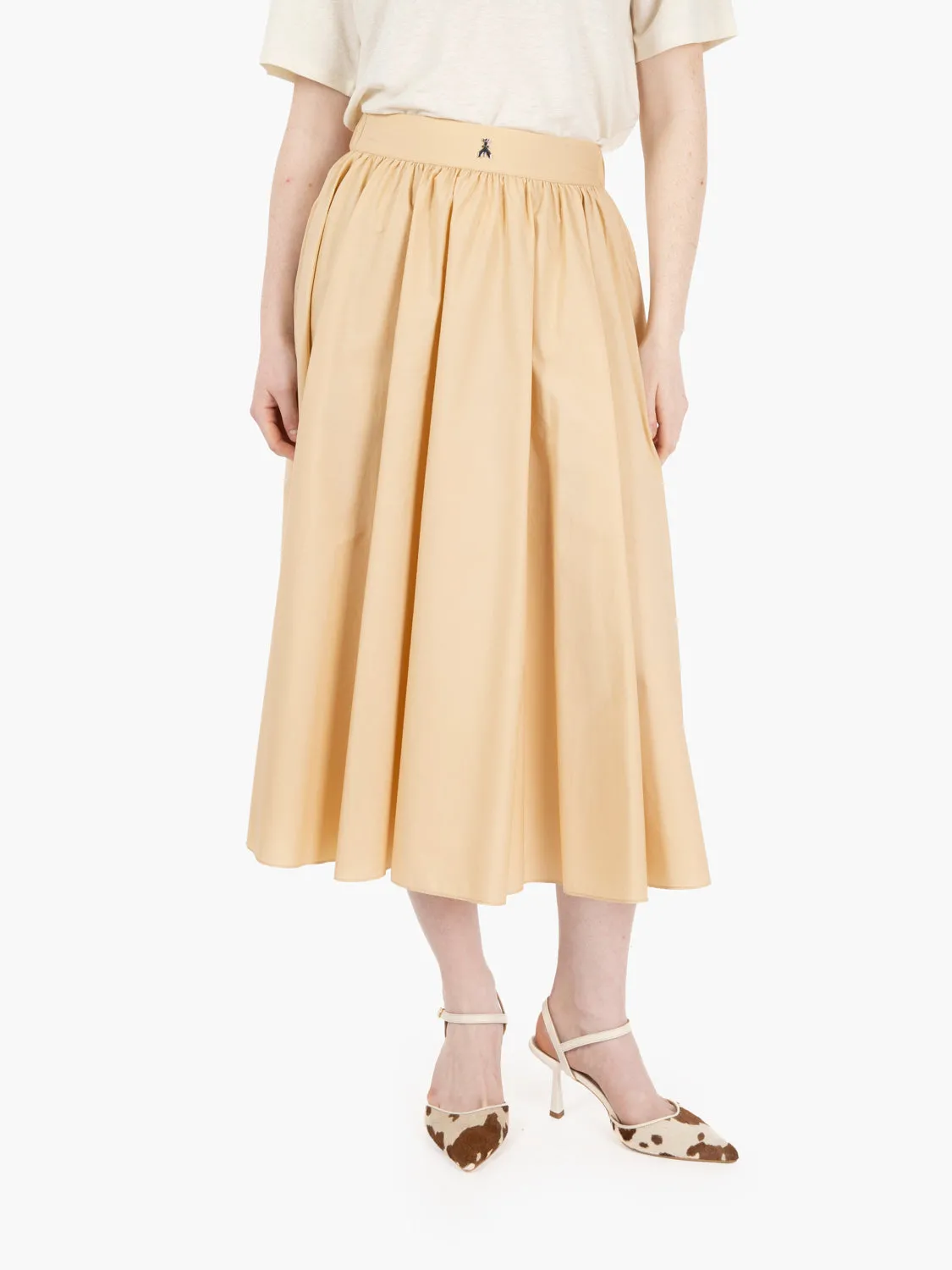 Gonna midi a ruota beige