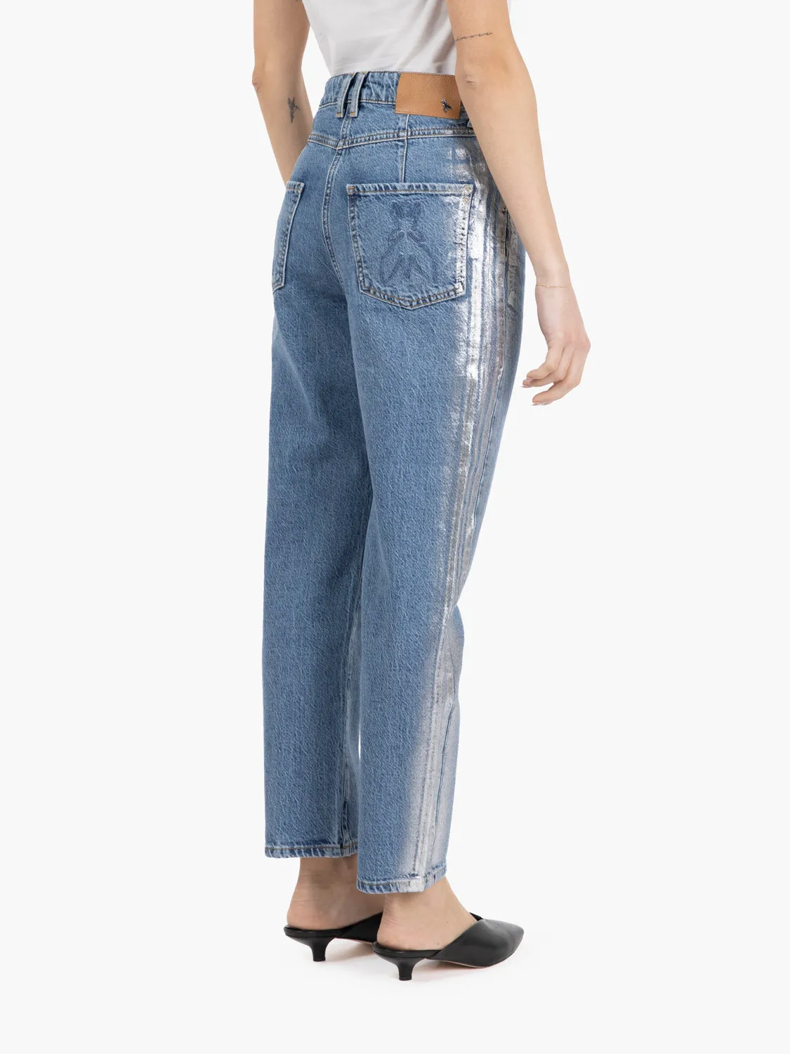 Jeans carrot fit denim argento