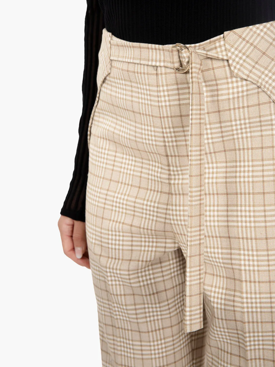 Pantaloni palazzo checked stone beige