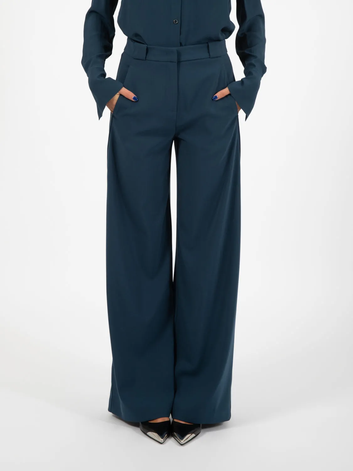 Pantaloni palazzo petrol blue