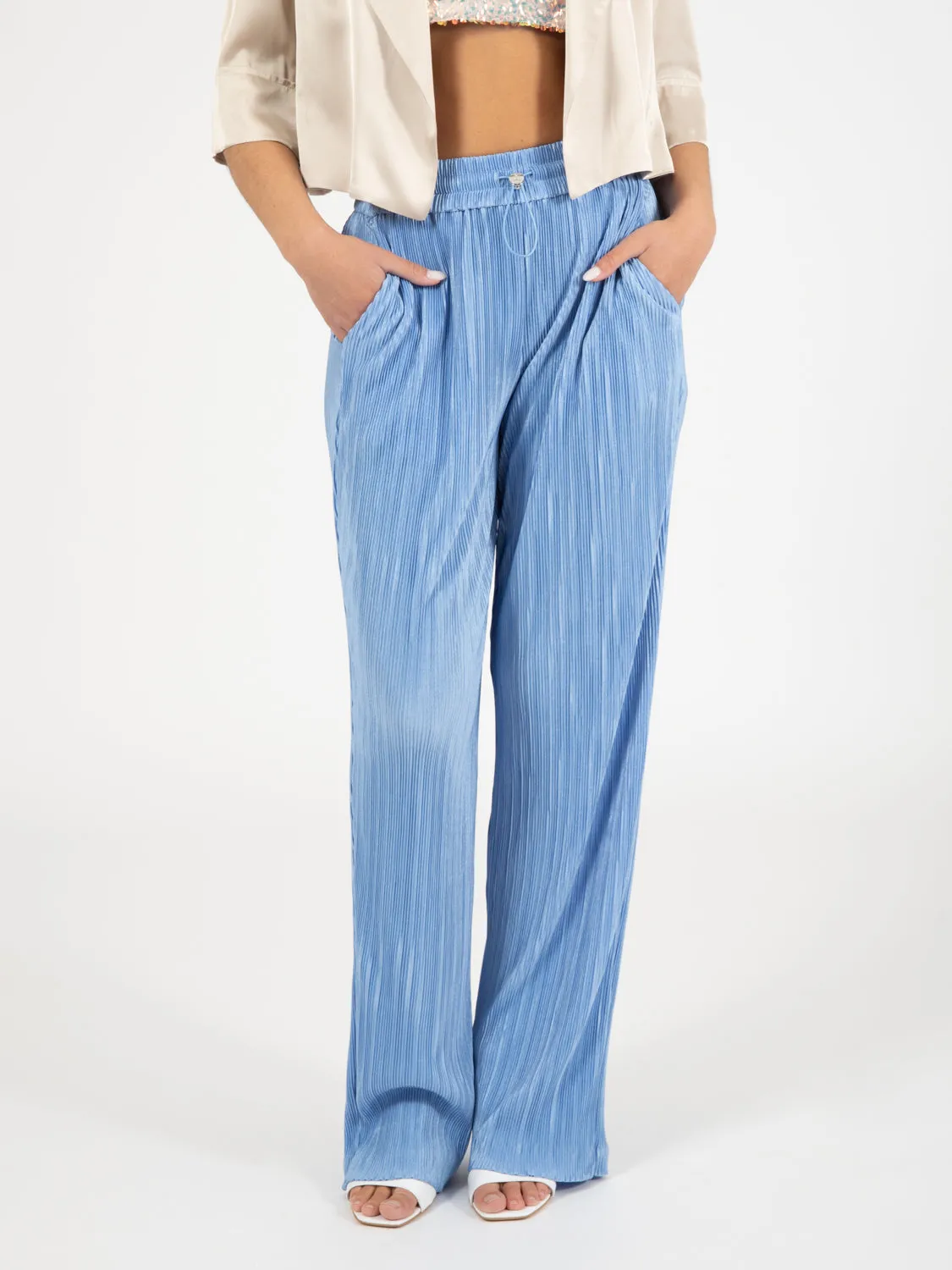 Pantaloni plissettati ceramic blue