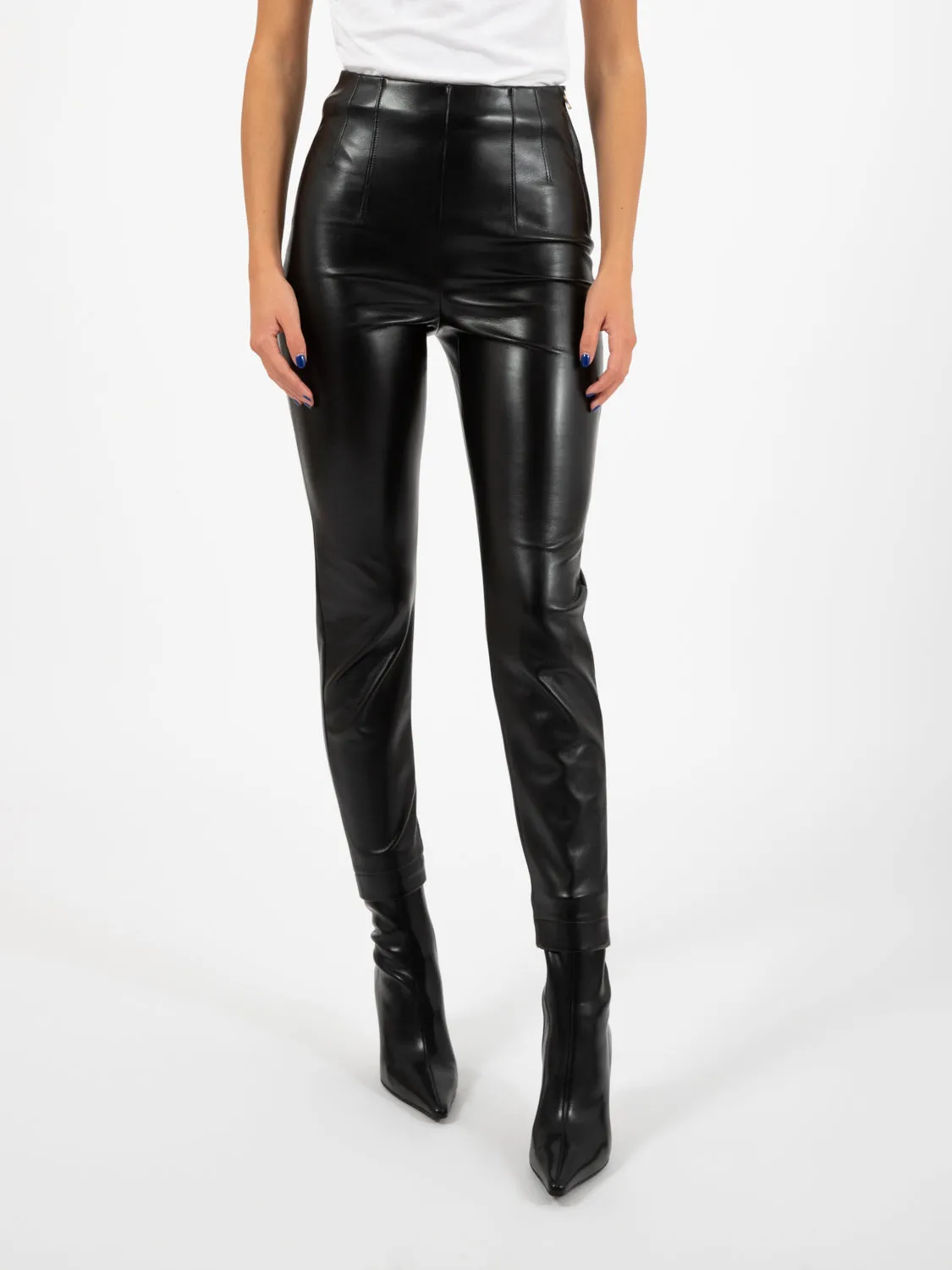 Pantaloni skinny in ecopelle nera