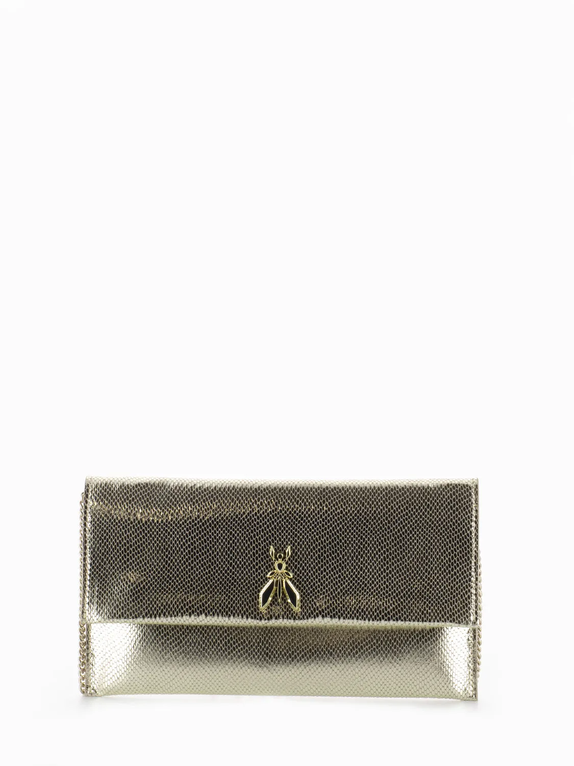 Pochette in pelle rettile platinum