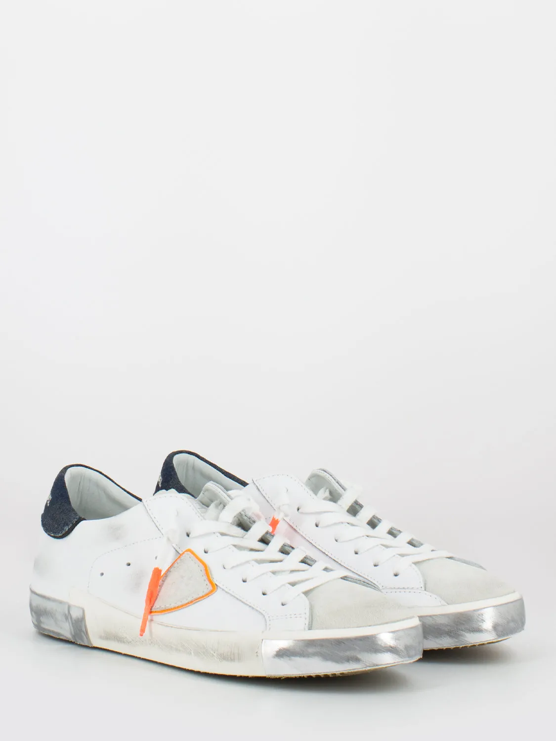 Prsx low veau denim blanc / bleu