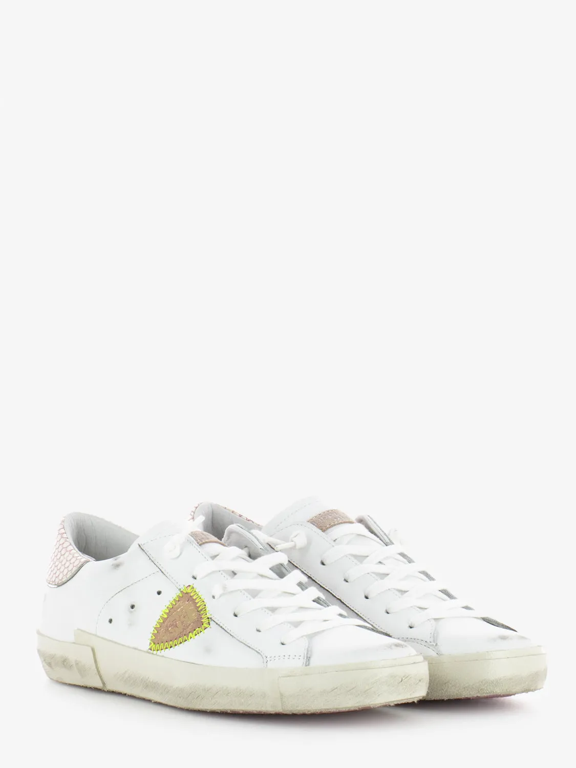 Prsx Low Woman Veau Python blanc / rose