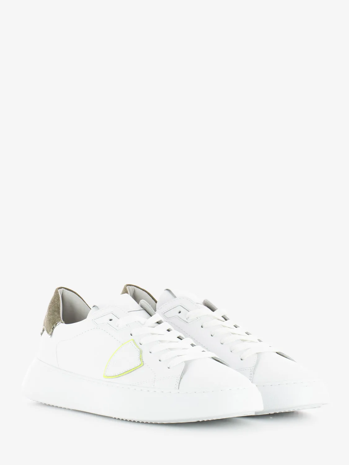 Temple low man veau denim blanc / vert