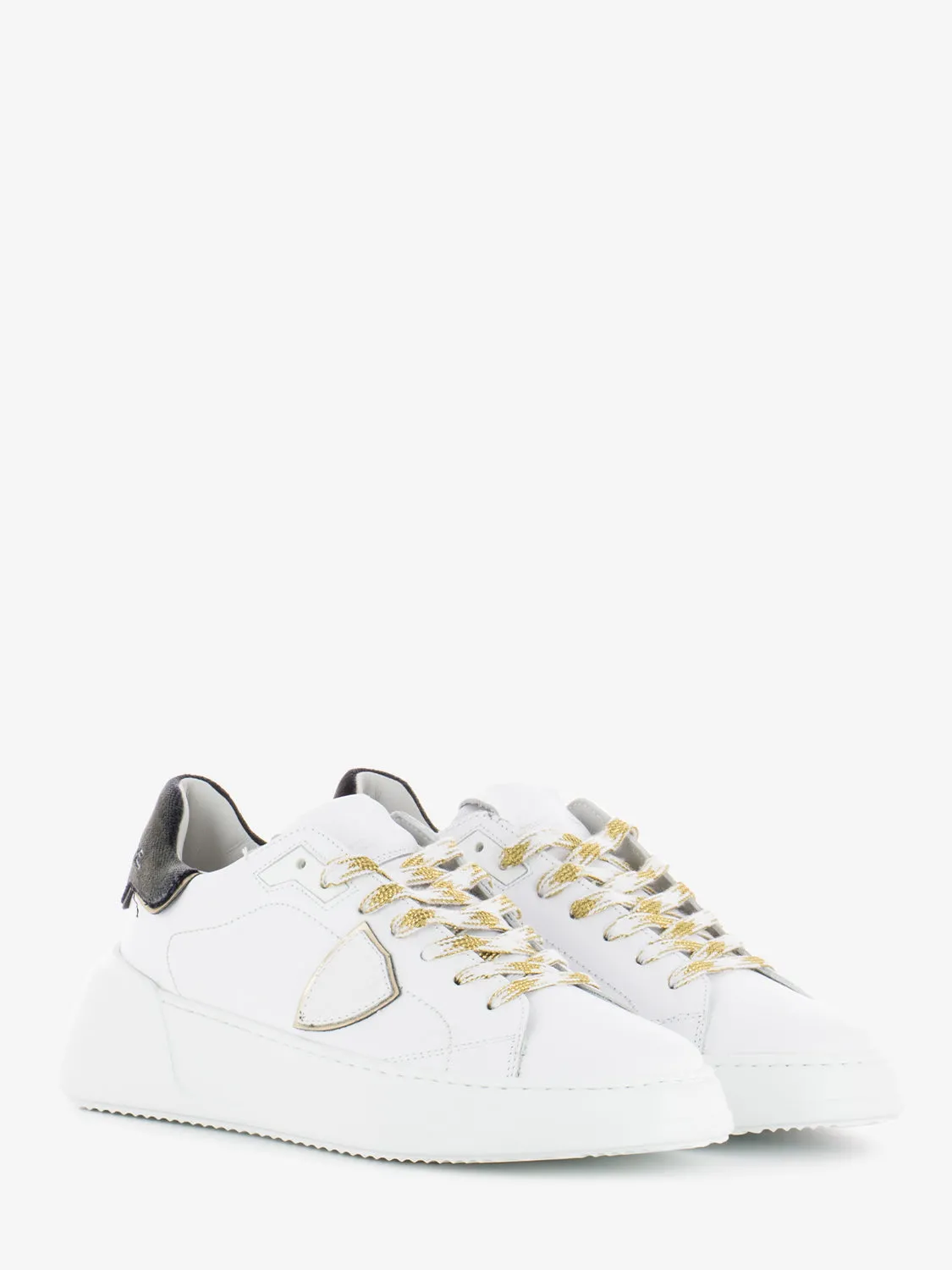 Tres temple low veau velour blanc / noir