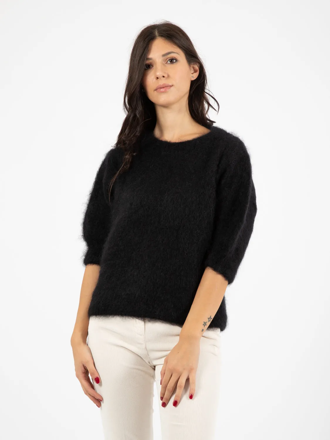 Maglione manica corta nero