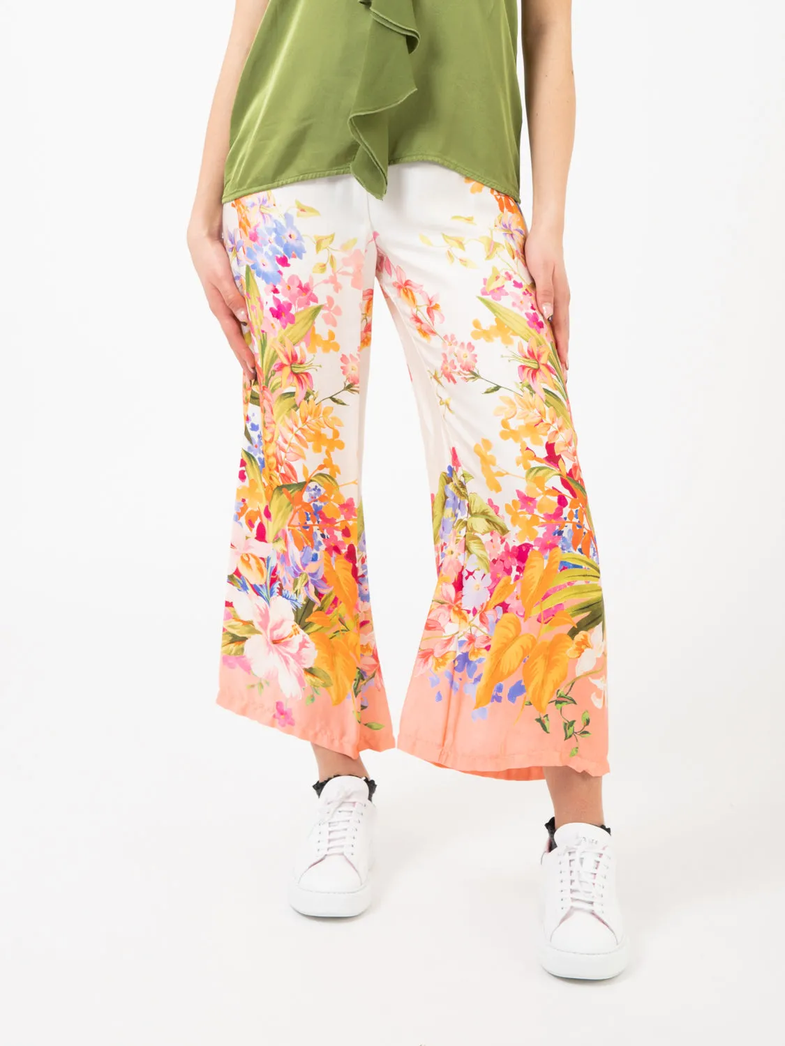 Pantalone ampio fantasia floreale multicolor