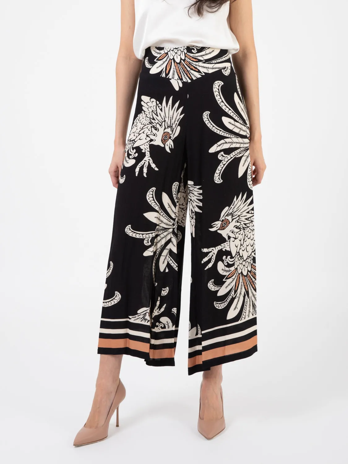 Pantalone ampio fantasia nero