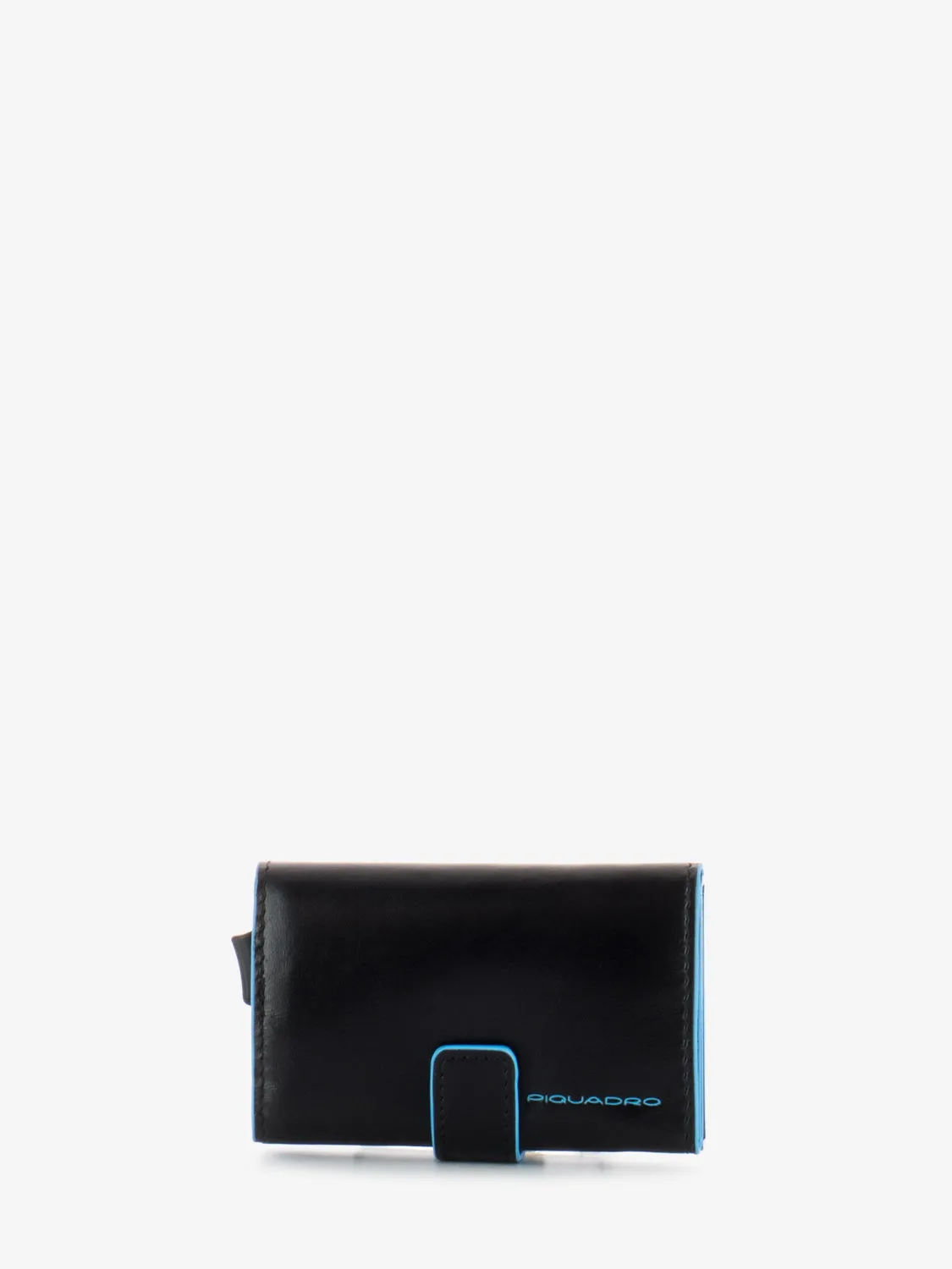 Porta carte di credito in metallo nero / blu