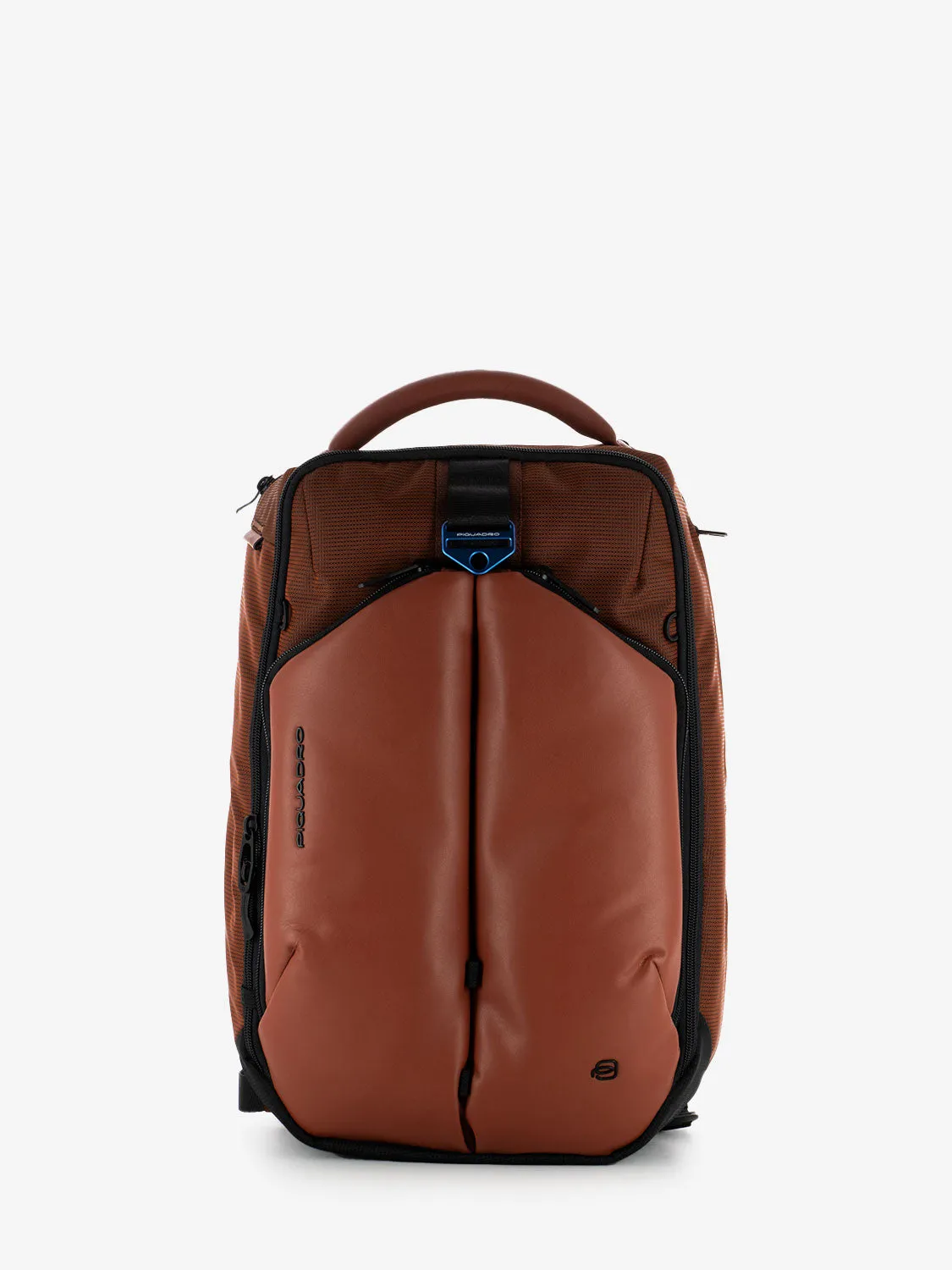 Zaino porta pc in tessuto e pelle vegana arancio