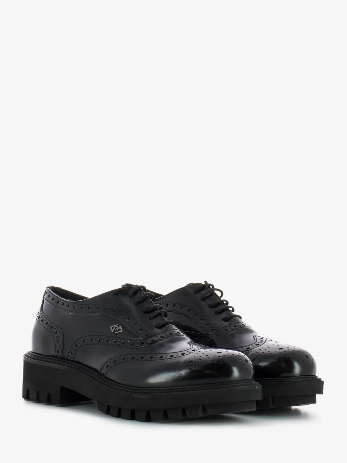 Scarpe derby full-brogue abrasivato nero