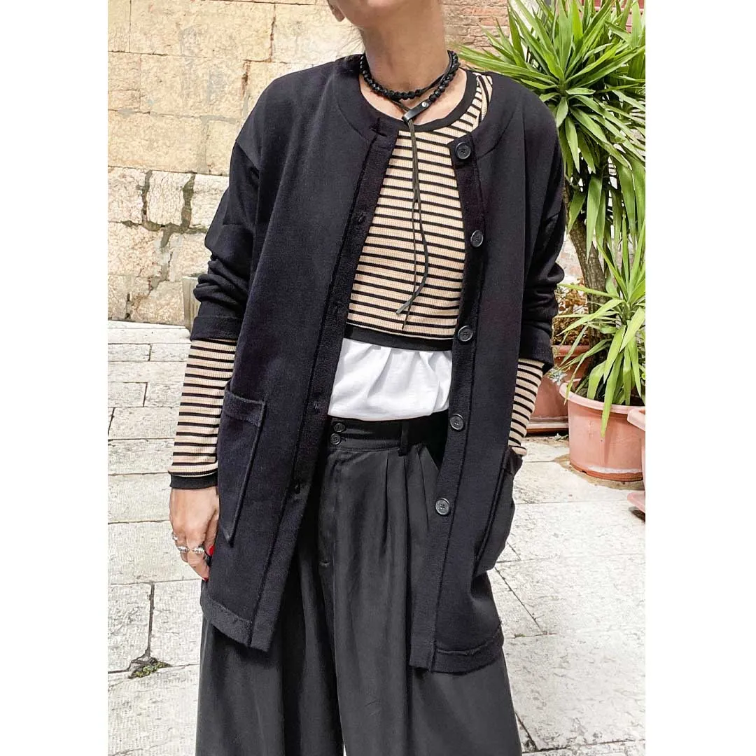 PRETTY - Cardigan felpa lungo con tasche davanti