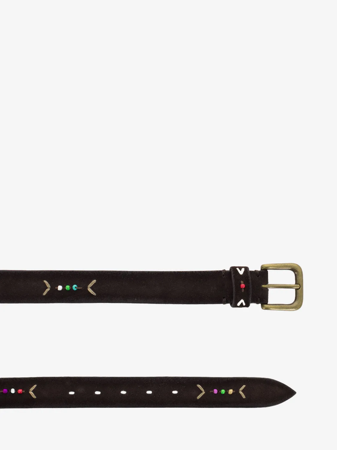 Cintura scamosciata con perline multicolor / testa di moro