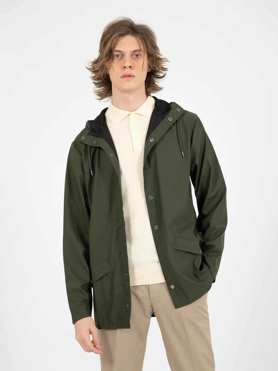 Giacca impermeabile con cappuccio green