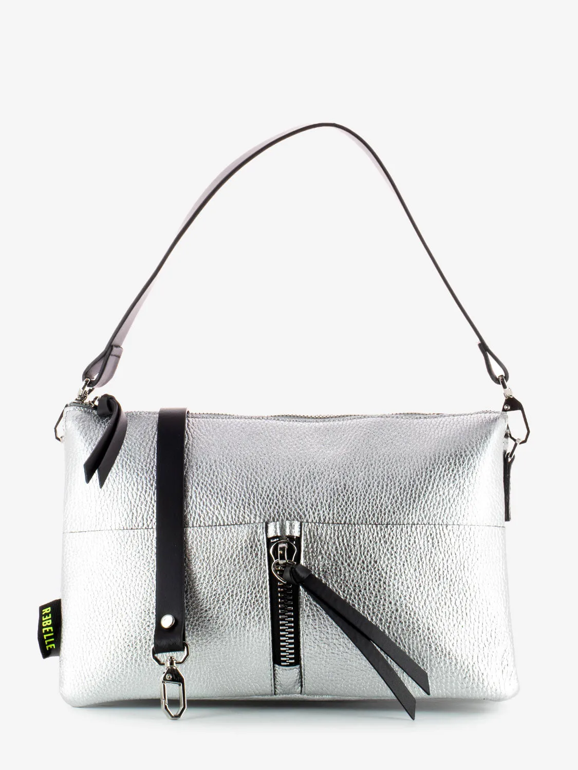 Borsa Athena crossbody M dollaro laminato silver