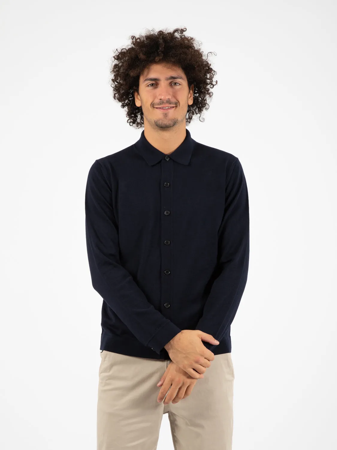 Camicia lavorazione in maglia navy