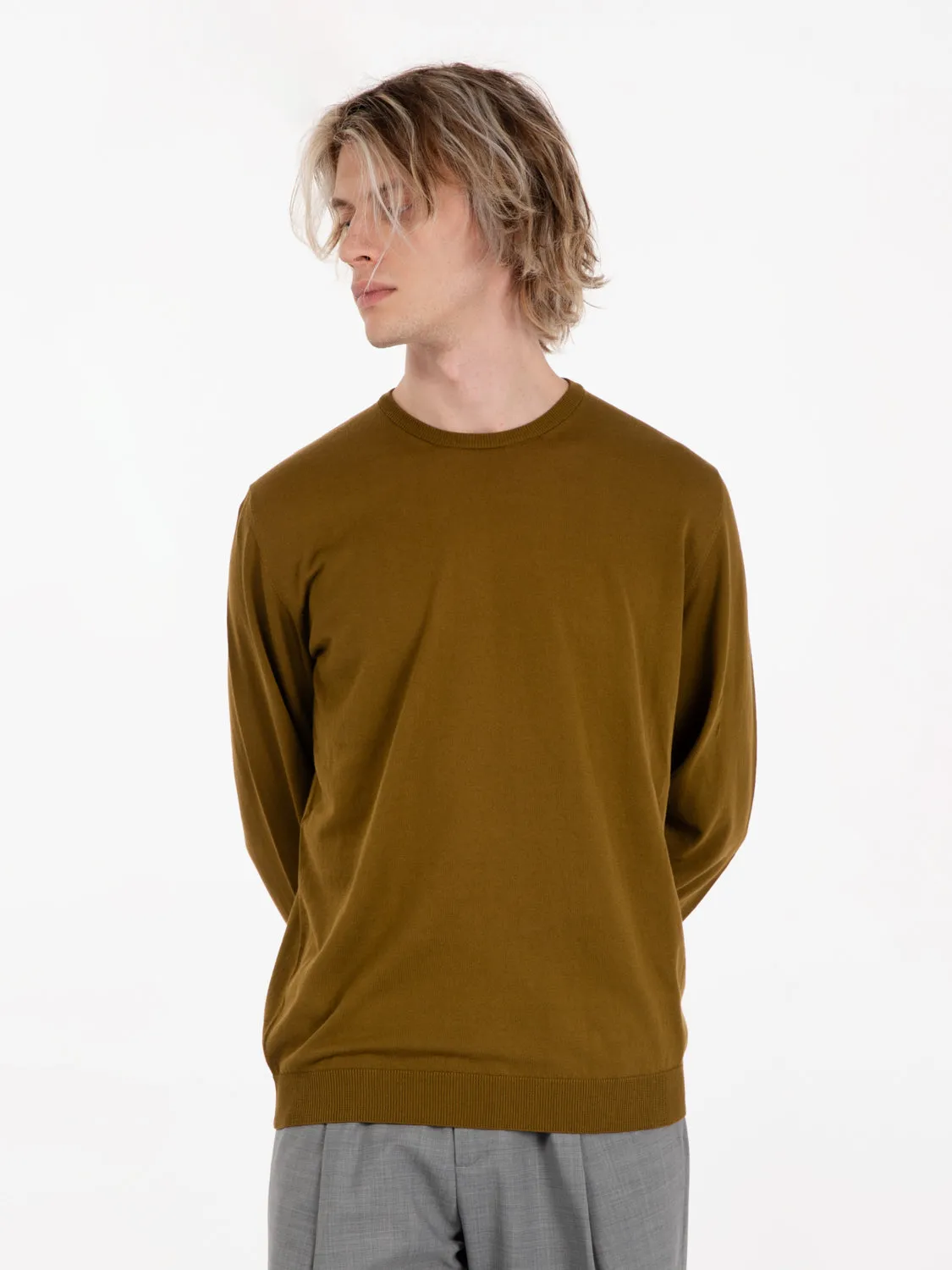 Maglia girocollo maniche lunghe verde militare