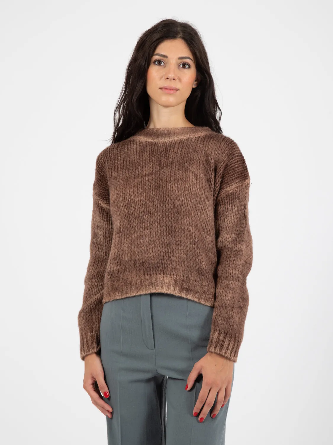 Maglione spray handmade camel