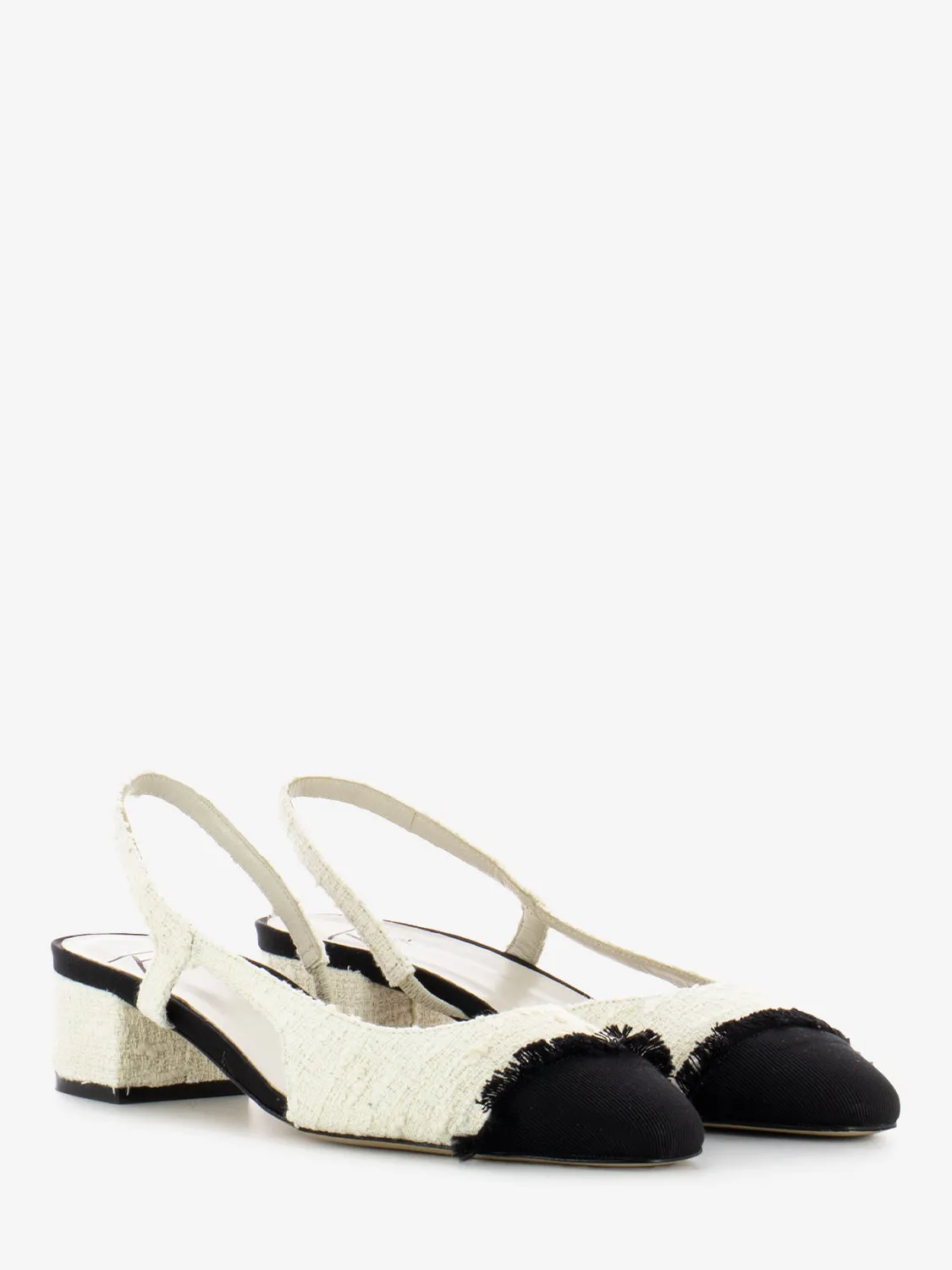 Slingback bicolore nero / bianco