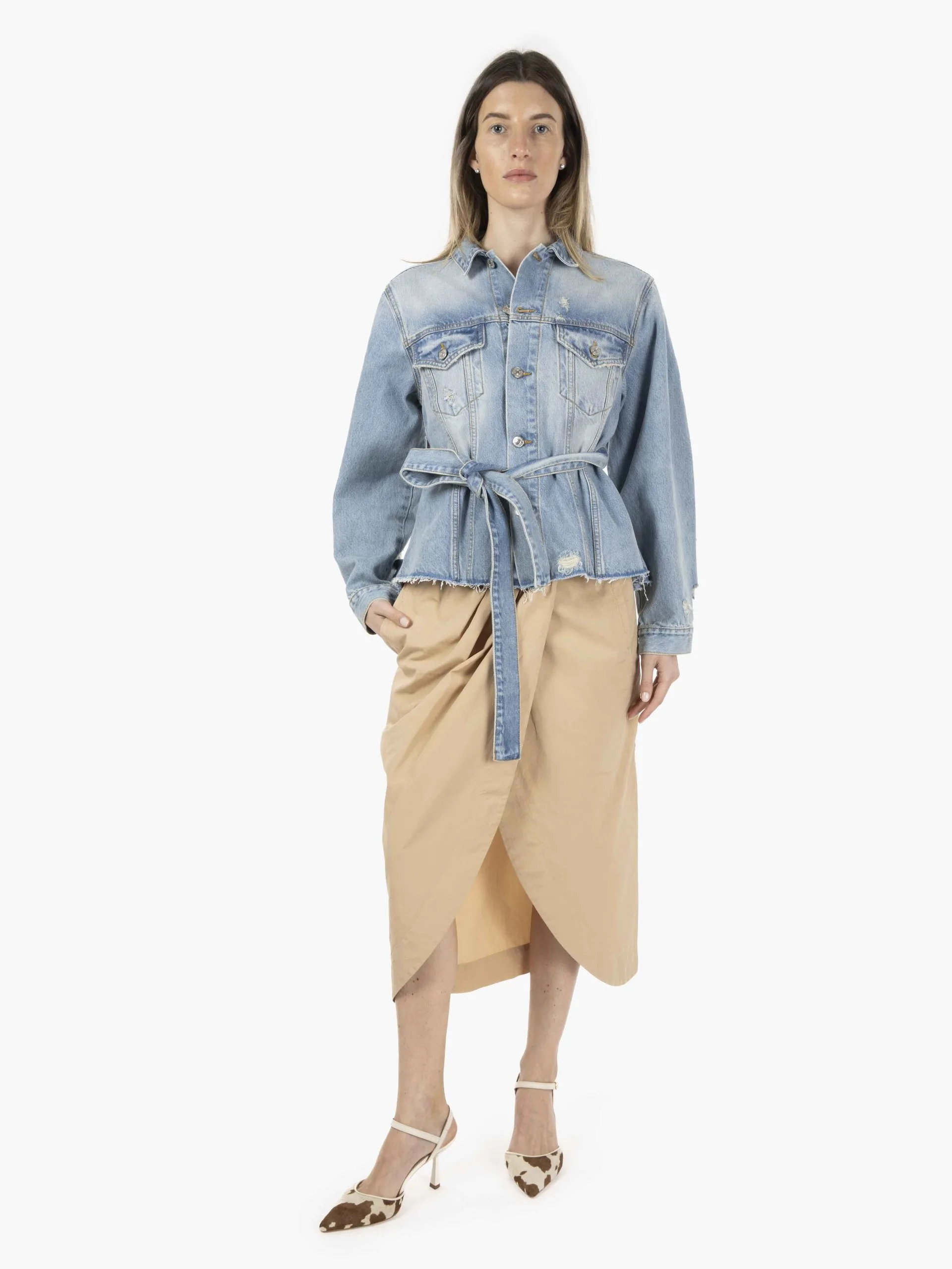 Giacca in jeans broken denim chiaro