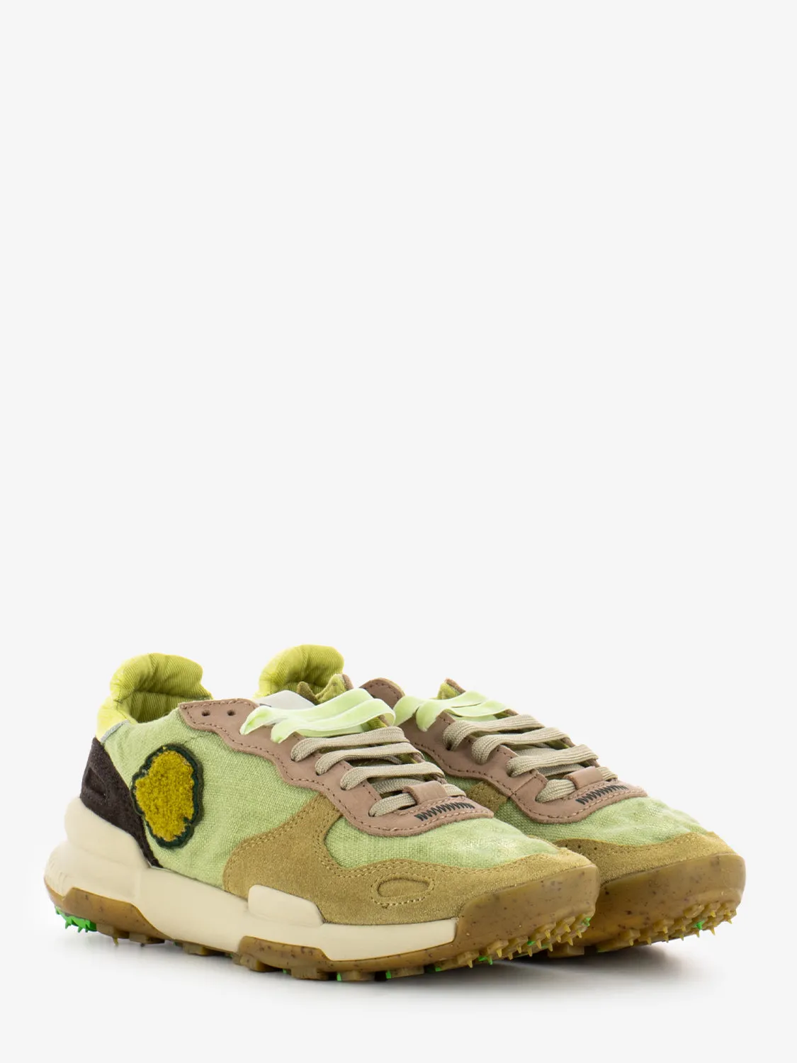 Sneakers Chacrona in lino verde lichene