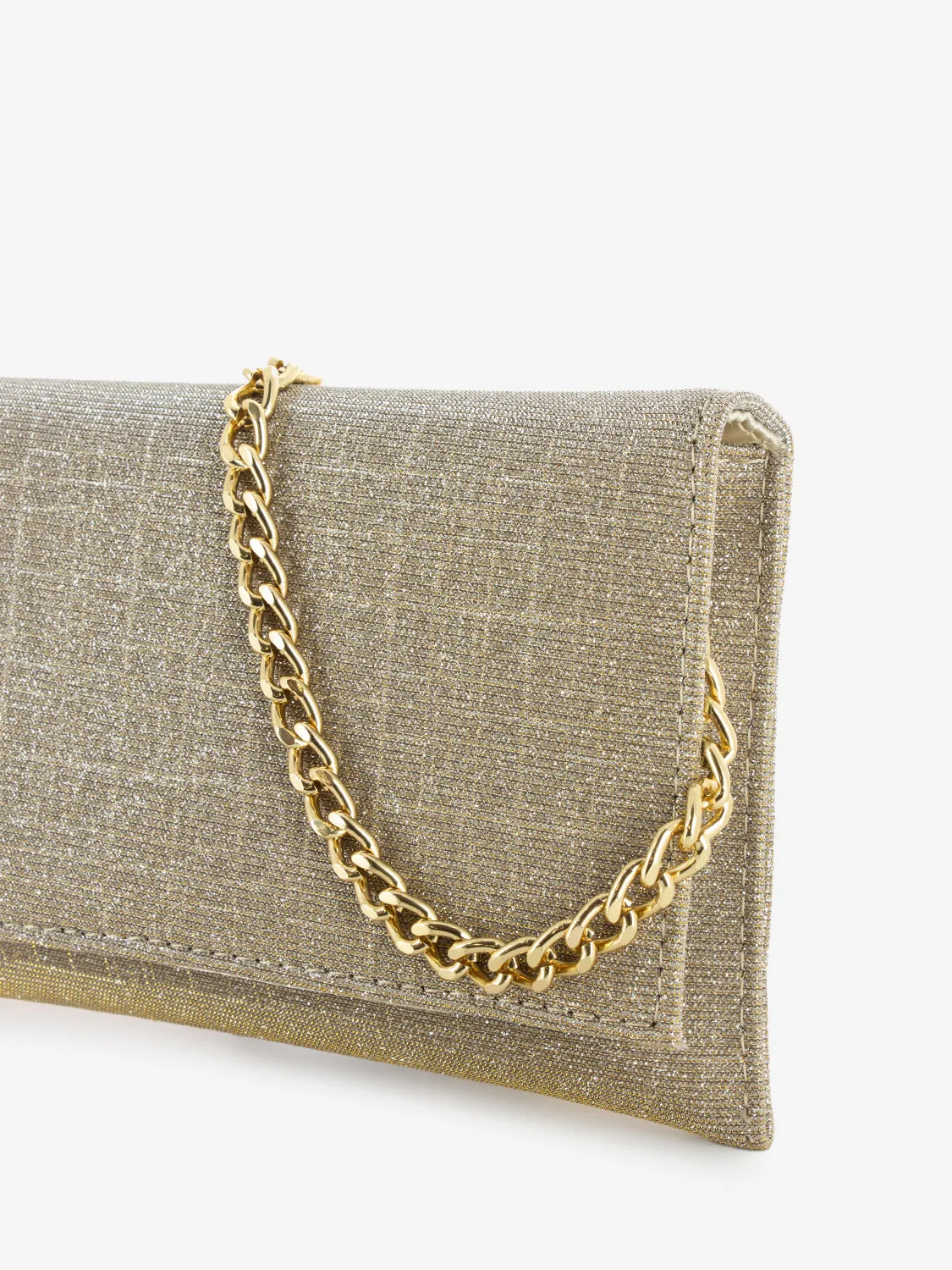 Pochette in mesh glitter beige