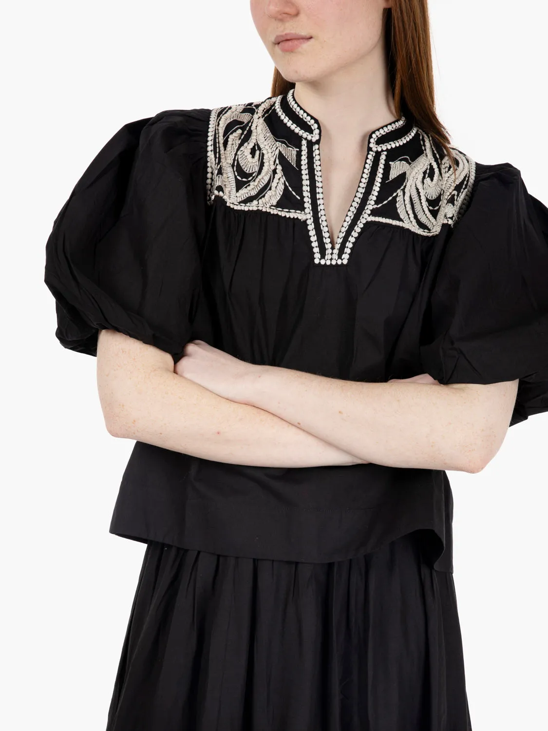 Camicia Sheila con maniche a palloncino nero