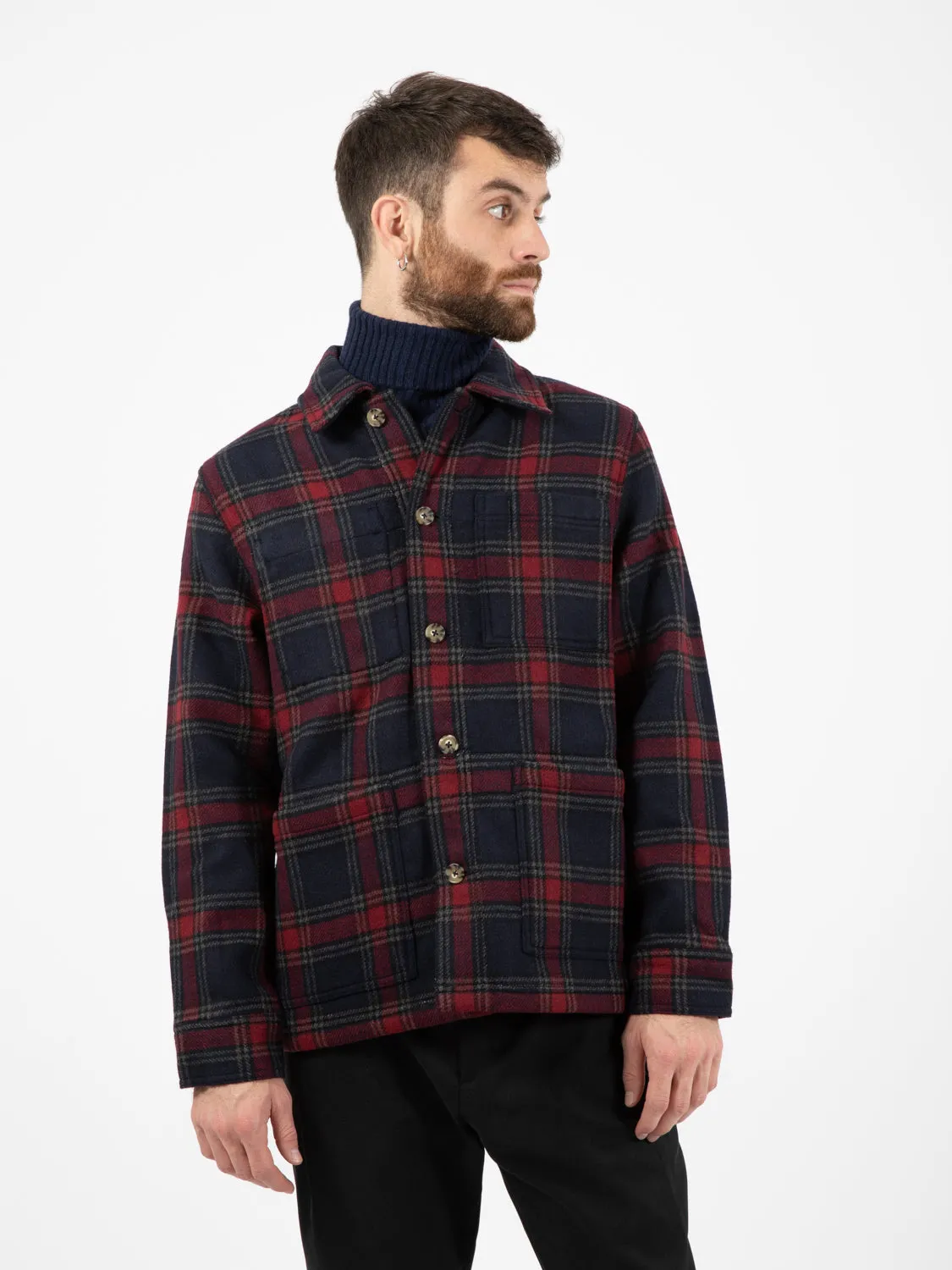 Giacca Dorr in lana blue / dark red check