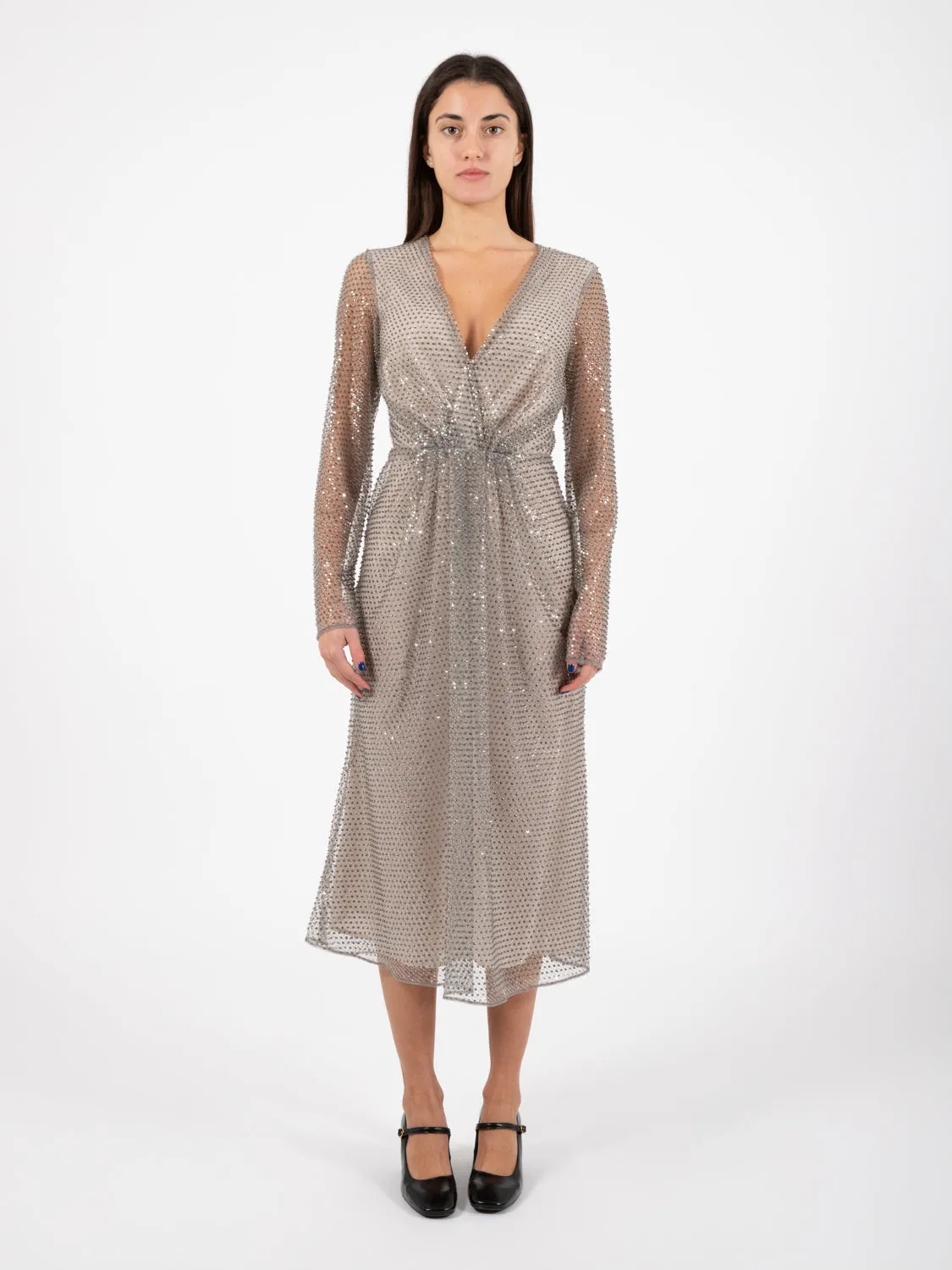 Abito Lorraine paillettes argento