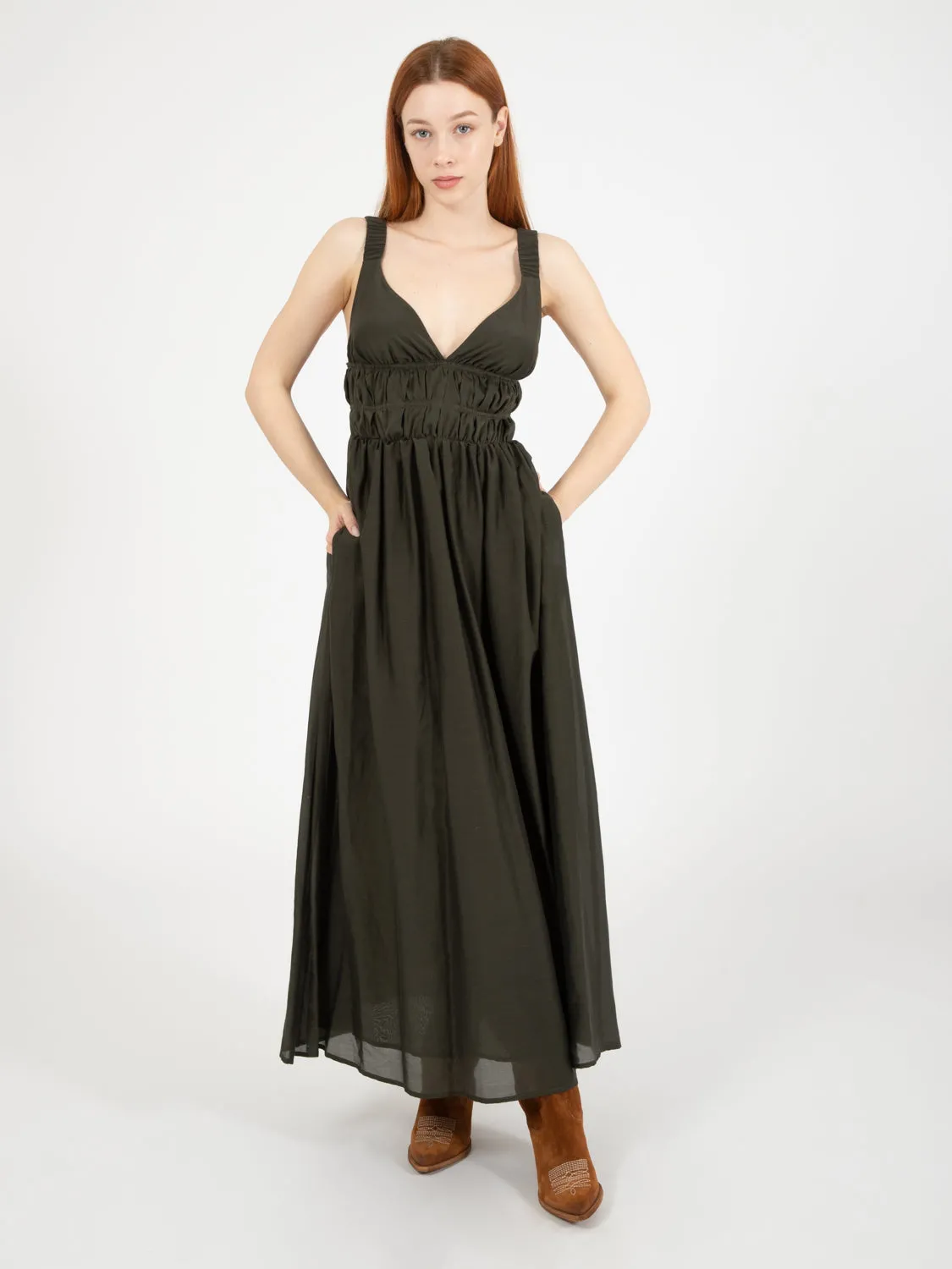 Abito lungo Lison senza maniche militare