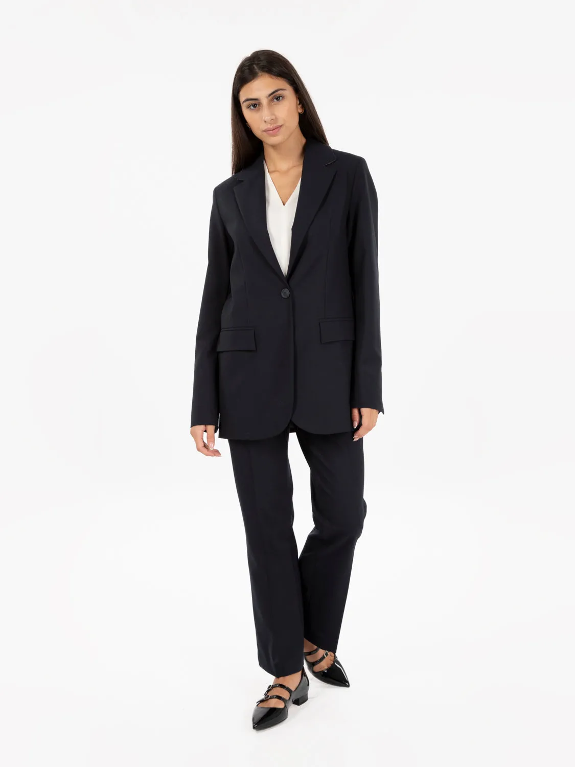 Blazer lungo monopetto blu