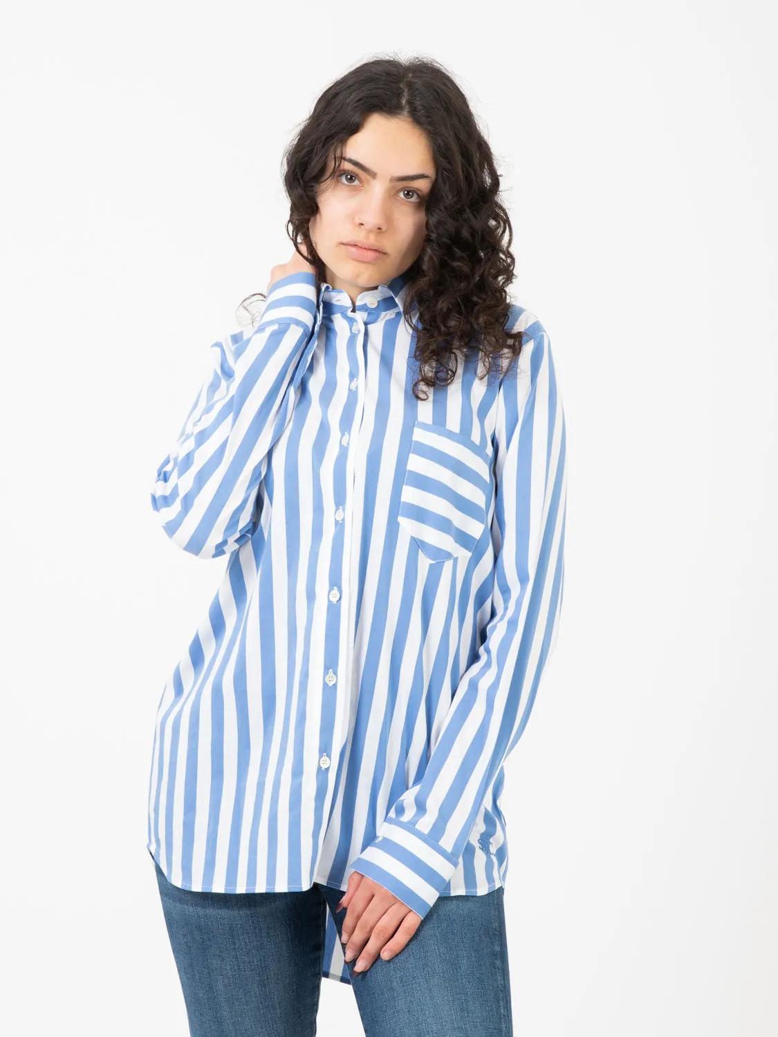 Camicia Nigelia a righe bianco / royal