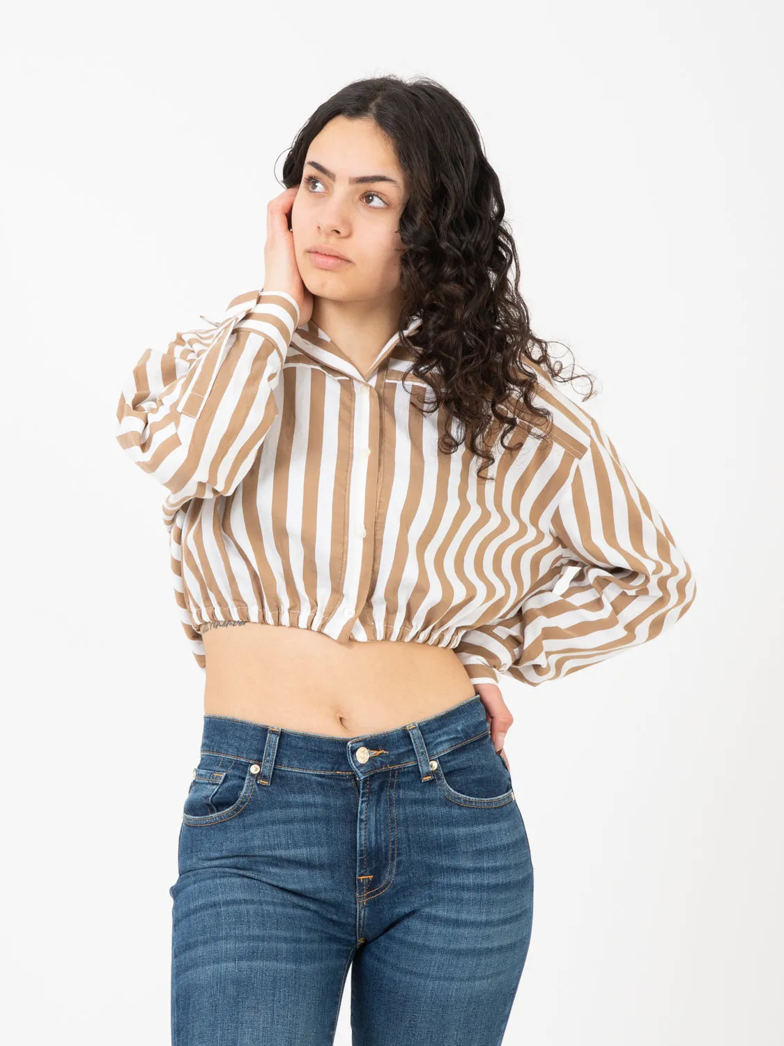 Camicia Sybella a righe bianco / bruciato