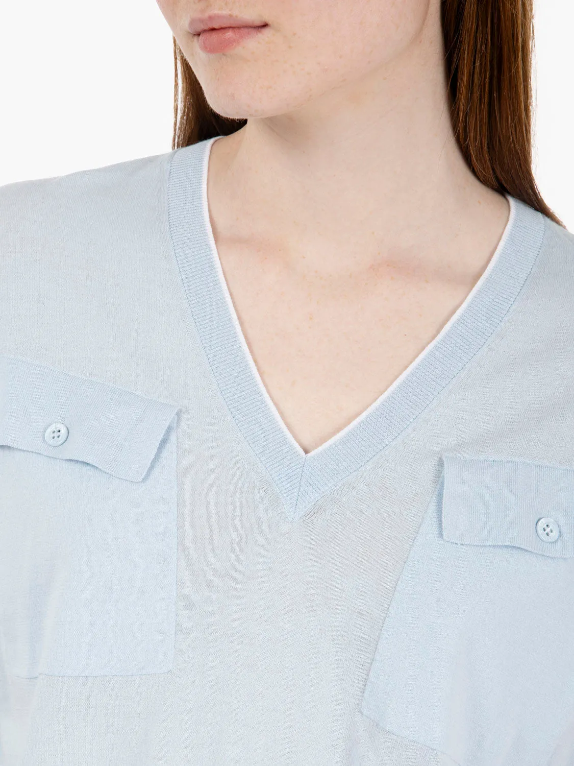 Maglia Soledad scollo a V sky