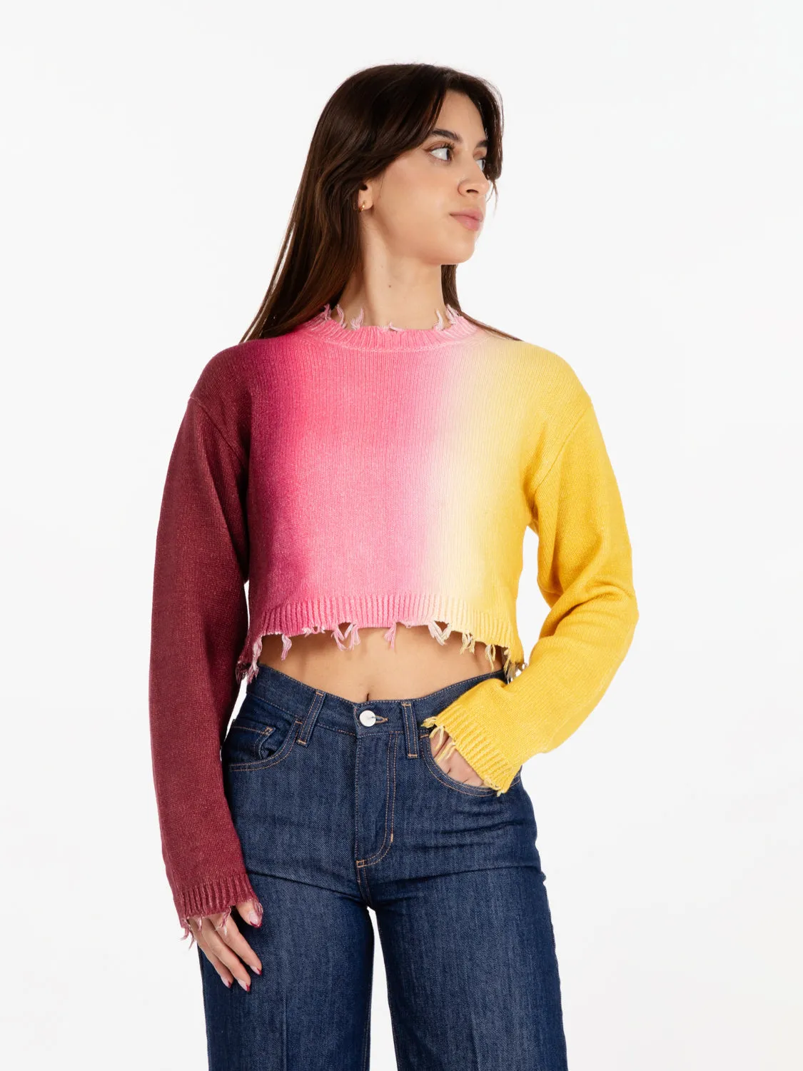 Maglioncino Merly sfumato rosa / giallo