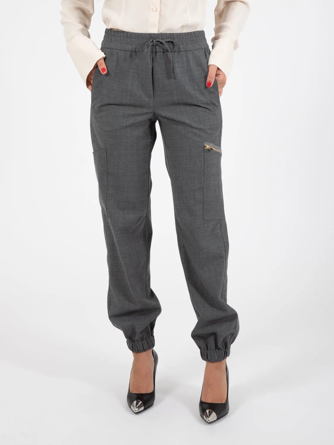 Pantaloni cargo Cassie grigio melange