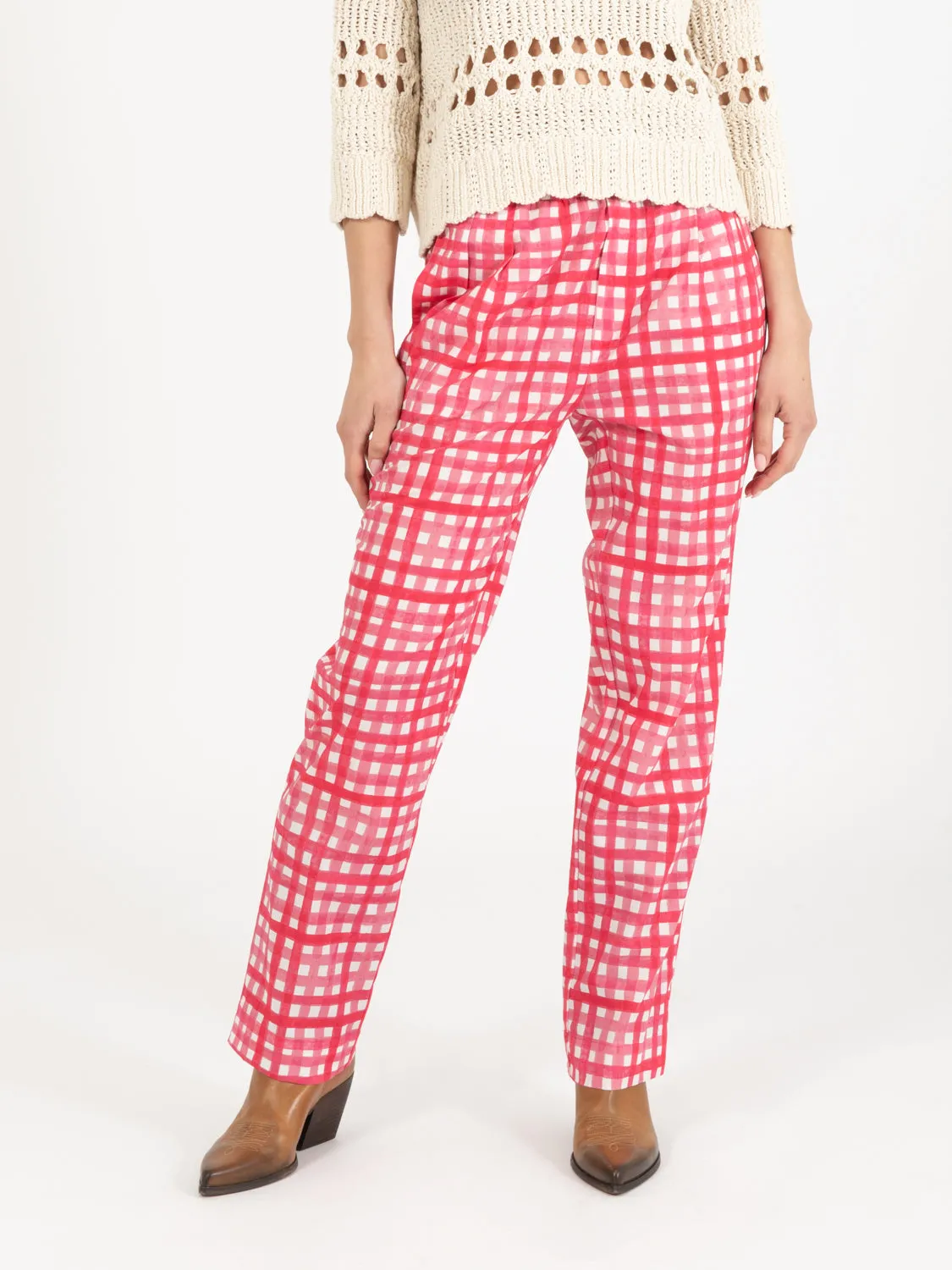 Pantaloni Lucie check bacca