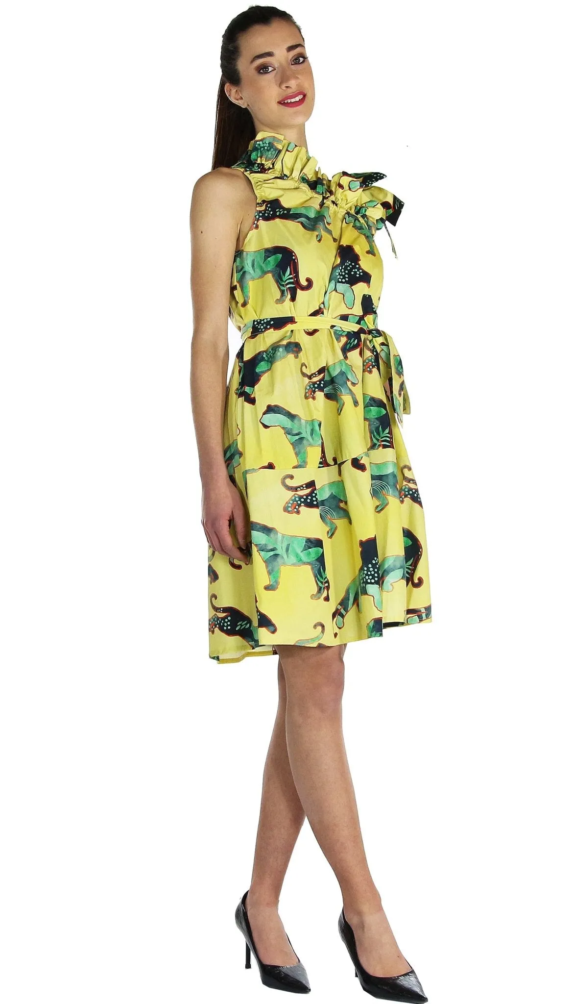 Silvian Heach Abito monospalla con stampa tigre.