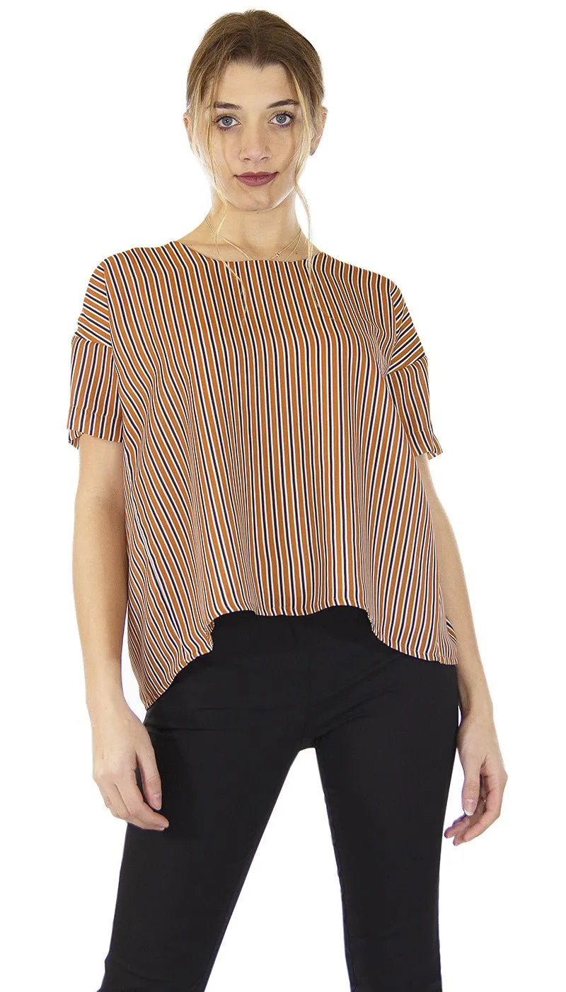 Silvian Heach Maglia coccio e nera a righe. PGP21357BL