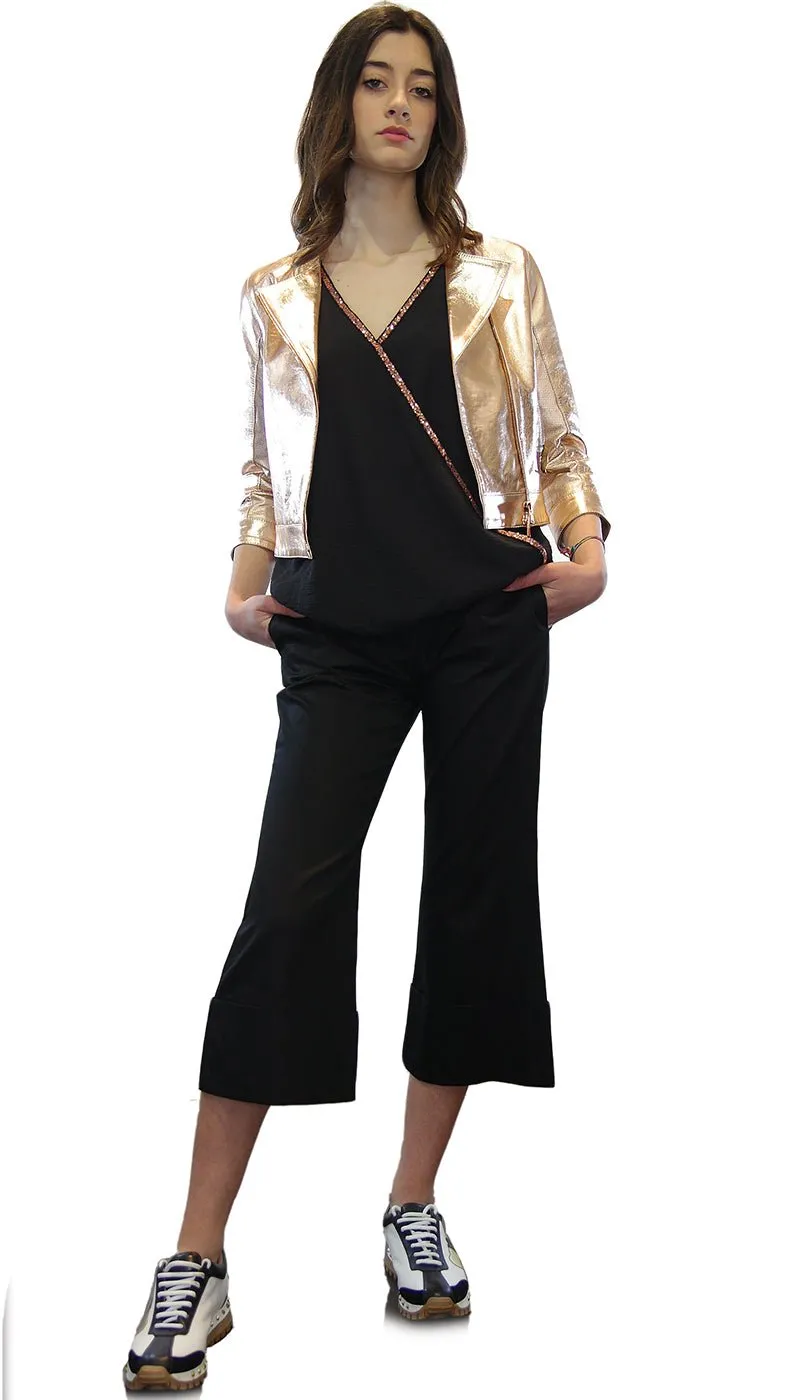 Silvian Heach Pantalone cropped con piegone